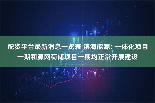 配资平台最新消息一览表 滨海能源: 一体化项目一期和源网荷储项目一期均正常开展建设